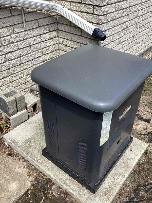 Responded to service call for non-operational 8kW Briggs and Stratton natural gas standby generator with reported faulty stator. Conducted diagnostic evaluation of generator system, inspected electrical connections at main service panel, and documented existing equipment configuration including generator unit positioning and electrical integration. Assessed generator components to determine extent of stator failure and provided comprehensive estimate for complete generator replacement due to stator malfunction rendering unit inoperable.