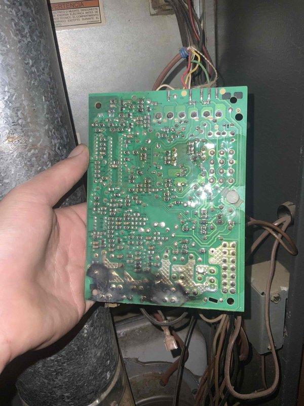 Performed scheduled HVAC maintenance agreement visit for air conditioning and system inspection. Removed and inspected control board from HVAC unit, documenting circuit board condition and connections. All electrical components, wiring connections, and control panel examined for proper operation and safety compliance.