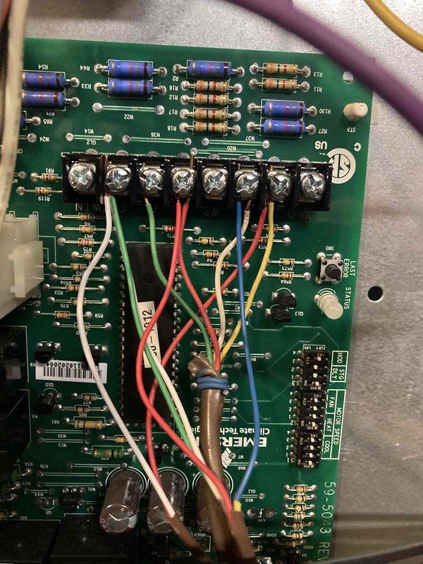 Completed routine preventive maintenance inspection on air conditioning system under club maintenance agreement. Documented control board wiring configuration and electrical connections, verifying proper terminal block connections and component functionality. All system components inspected and found operating within normal parameters.