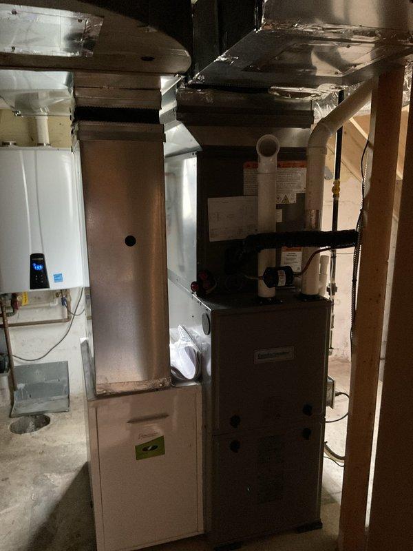 Provided estimate for air intake installation on furnace system to improve indoor air quality and combustion efficiency. Assessed existing HVAC setup in basement utility area, including furnace unit, ductwork configuration, and ventilation requirements. Quoted installation of proper fresh air intake system to ensure adequate combustion air supply and optimize furnace performance while meeting current code requirements.
