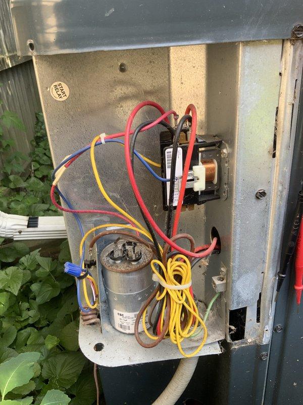 Responded to no cool call on aging air conditioning system. Upon arrival, found unit experiencing severely restricted airflow. Inspection revealed blower motor had failed, preventing adequate air circulation through the system. Removed access panel to access blower assembly and electrical components. Disconnected power and removed failed motor from housing. Inspected capacitor and wiring connections, which showed signs of age but remained functional. Installed new replacement blower motor, secured mounting hardware, and reconnected all electrical connections including capacitor wiring. Verified proper motor rotation and tested system operation. Unit now producing normal airflow and cooling effectively.