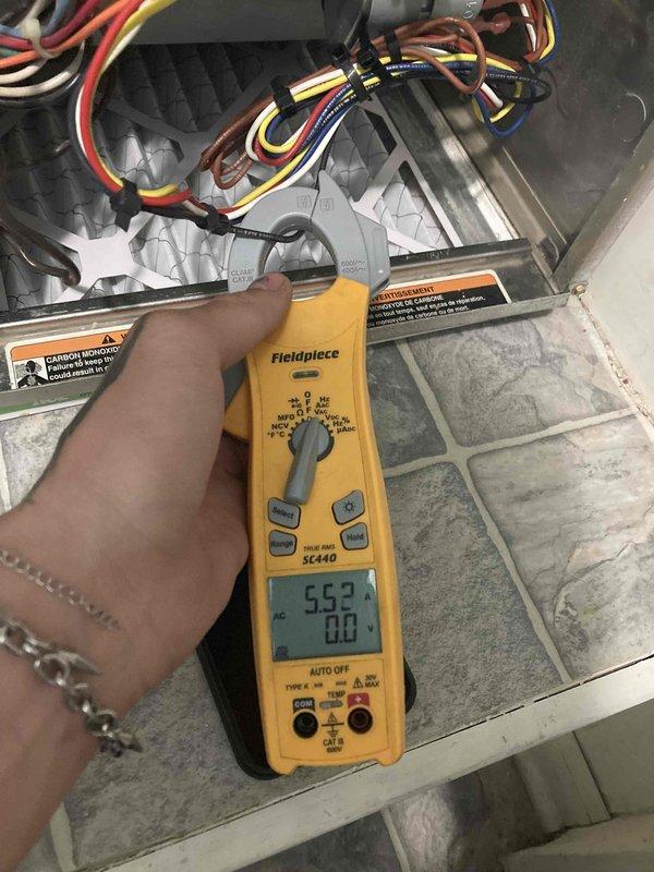 Completed routine preventive maintenance inspection under Club AC8-12 agreement. Performed comprehensive system diagnostics including electrical testing with multimeter, which confirmed proper voltage readings at 552V with stable amperage draw. Inspected all wiring connections, heat exchanger components, and condensate drain line with securing bracket. All equipment operating within manufacturer specifications with no deficiencies noted.