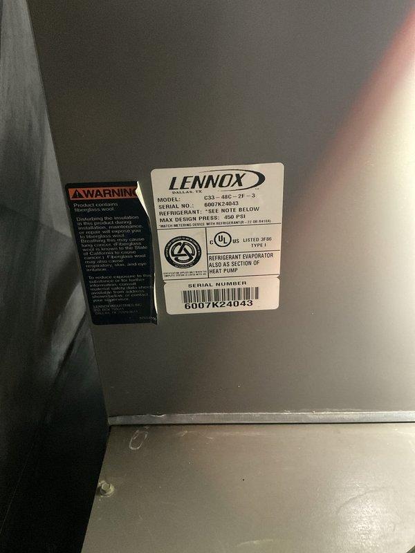 Provided comprehensive estimate for complete HVAC system replacement including furnace and air conditioning unit. Assessed existing 20-year-old furnace and Lennox evaporator coil (Model C33-48C-2F-3) with R-410A refrigerant, along with integrated Honeywell humidifier system. Documented current equipment specifications and installation configuration in basement mechanical room to develop replacement recommendations for proactive system upgrade prior to equipment failure.