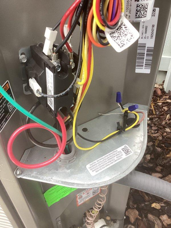 # HVAC Service Report

Responded to no cooling complaint on Lennox model LENZORA026 outdoor condensing unit. Upon arrival, performed system diagnostics and visual inspection of electrical components. Found failed contactor preventing compressor operation. Replaced defective contactor relay with new unit, reconnected all electrical connections, and verified proper wire routing. Tested system operation, confirmed compressor engagement, and verified unit cycling properly. System restored to normal cooling operation.