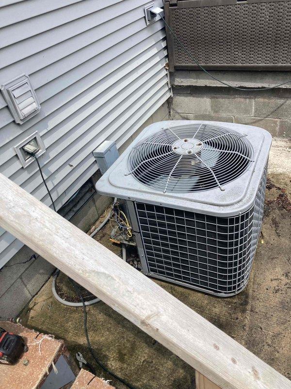 Completed comprehensive AC tune-up on outdoor condensing unit located in side yard service area. Performed standard maintenance procedures including system inspection, performance testing, and evaluation of refrigerant lines which showed signs of surface oxidation and corrosion. Discussed optional chemical coil wash treatment and preventative maintenance program options with homeowner for consideration.