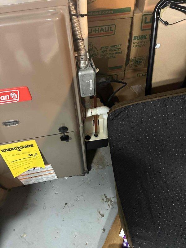 Conducted in-home estimate for replacement of 36-year-old air conditioning system experiencing refrigerant leak and poor cooling performance. Inspected existing outdoor AC unit, indoor furnace, and associated HVAC components in basement utility area to assess replacement requirements and provide equipment recommendations for complete system upgrade.
