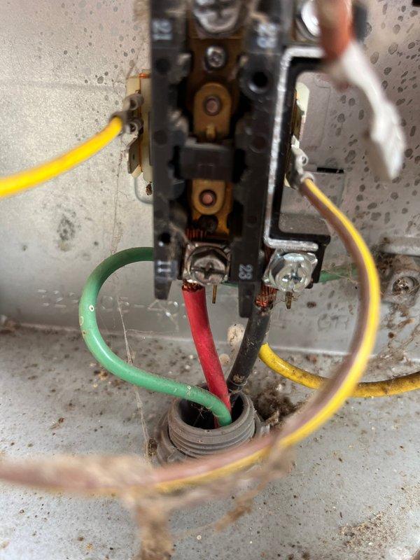 # AC No Cool - Unit Not Starting

Responded to no cooling call on 10+ year old air conditioning system. Upon arrival, confirmed outdoor condensing unit was not operating. Inspected electrical connections at contactor assembly and found damaged contactor with signs of heat stress and discoloration around terminal points. Replaced failed contactor and verified all wire connections were secure at terminal block. Checked capacitor function and confirmed proper voltage supply to unit. Tested system operation and verified compressor and condenser fan motor started properly. Unit cooling normally at time of departure. Noted 16x25x4 air filter in place with installation date marked. Recommended monitoring system performance and scheduling routine maintenance due to age of equipment.