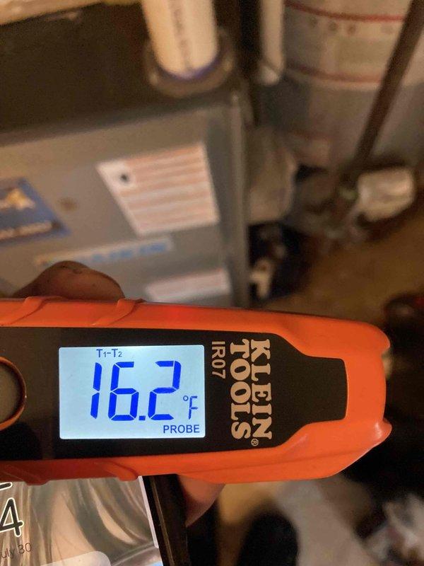 Completed annual preventative maintenance and AC tune-up for prepaid agreement member. Performed comprehensive system inspection of outdoor condensing unit, including electrical diagnostics with multimeter showing 499-volt reading at contactor, verified all electrical connections and components within junction panel, and measured supply air temperature at 16.2°F using digital thermometer to confirm proper cooling operation. All components operating within normal parameters with no deficiencies noted; system ready for continued service.