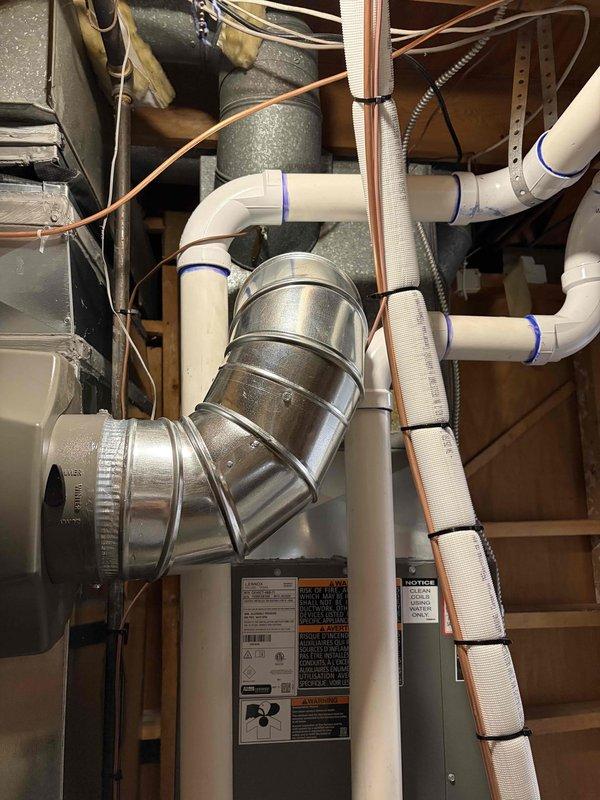 Completed full HVAC system installation including 70,000 BTU gas furnace, 3-ton air conditioning unit, and whole-home humidifier. Installed all mechanical and electrical components with proper ductwork transitions, PVC condensate drainage, refrigerant line sets, and electrical disconnects. System tested and operational, meeting all code requirements for residential comfort conditioning.