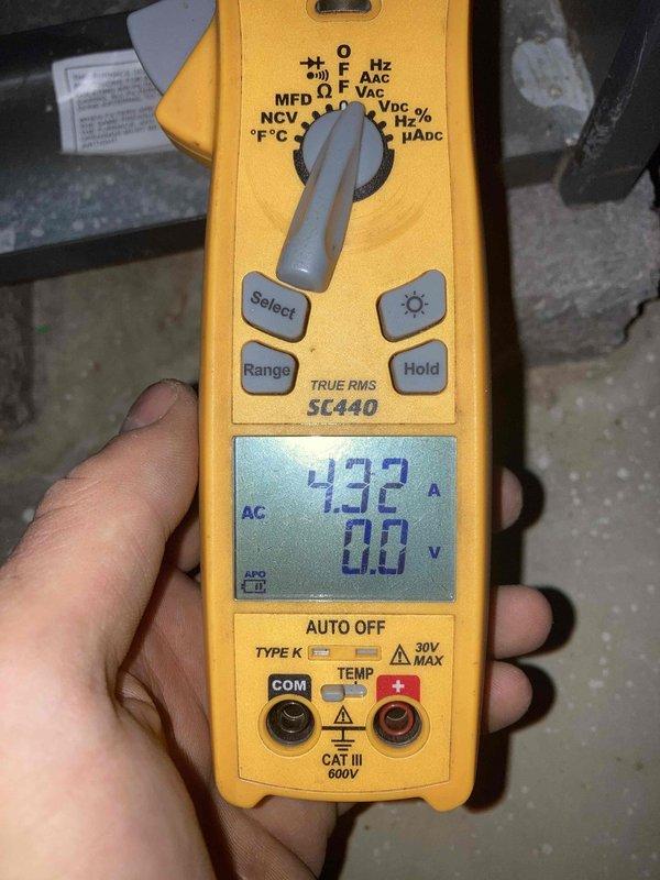 Performed preventive maintenance tune-up on HVAC system. Inspected ductwork installation and mechanical components in basement area, verified proper routing of gas line and refrigerant lines. Measured electrical parameters using digital multimeter, confirmed system drawing 232 amps with proper voltage readings, all measurements within normal operating range for equipment specifications.