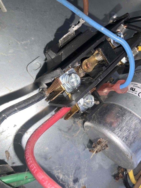 Responded to callback for AC fan motor failure. Upon inspection, found loose wire connections at the contactor and fan motor terminal block. Tightened all electrical connections, verified proper voltage at terminals, and tested fan motor operation. Unit cycling properly with fan running as designed.