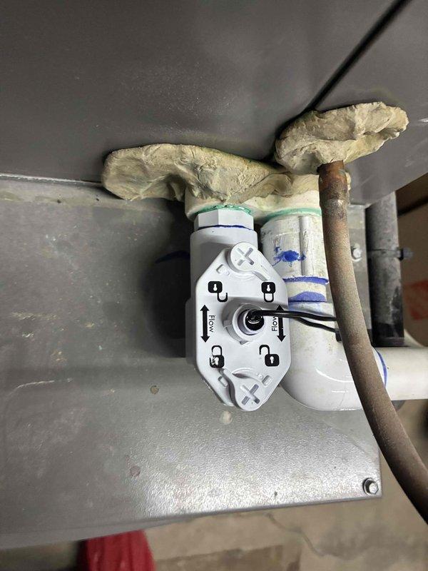 Completed permit-related callback on Lennox furnace installation. Sealed leaking seams on furnace cabinet and ductwork connections using approved mastic and foil tape to ensure airtight system operation. Installed safe-t-switch on secondary drain line of evaporator coil to prevent potential water damage from condensate overflow.