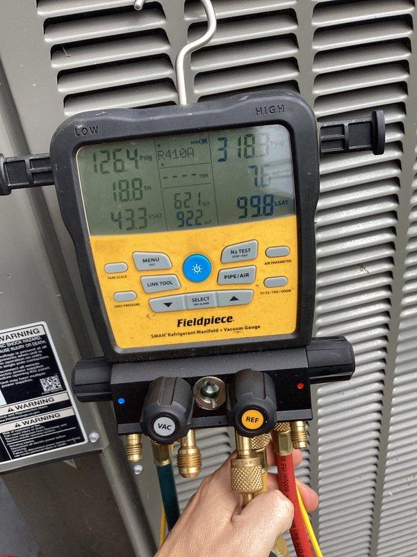 Completed scheduled maintenance agreement visit on Lennox ML17XC1-024-230A02 air conditioning unit. Performed comprehensive system inspection including refrigerant pressure and temperature diagnostics using calibrated manifold gauges. All readings were within manufacturer specifications. Unit operational and cooling efficiently upon departure.