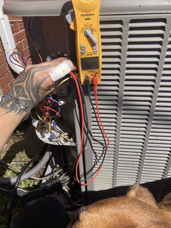 Completed preventive maintenance inspection on residential air conditioning system under Club AC10-2 agreement. Performed electrical diagnostics using clamp meter to verify proper amperage draw and voltage levels at the condenser unit. Removed access panel to inspect internal electrical connections, wire terminations, and capacitor functionality. Visually inspected condenser fan motor and blade assembly for proper operation and clearance. Examined condenser coil fins for cleanliness and airflow restriction. All electrical components tested within manufacturer specifications. Unit operating normally with no deficiencies noted at time of service.