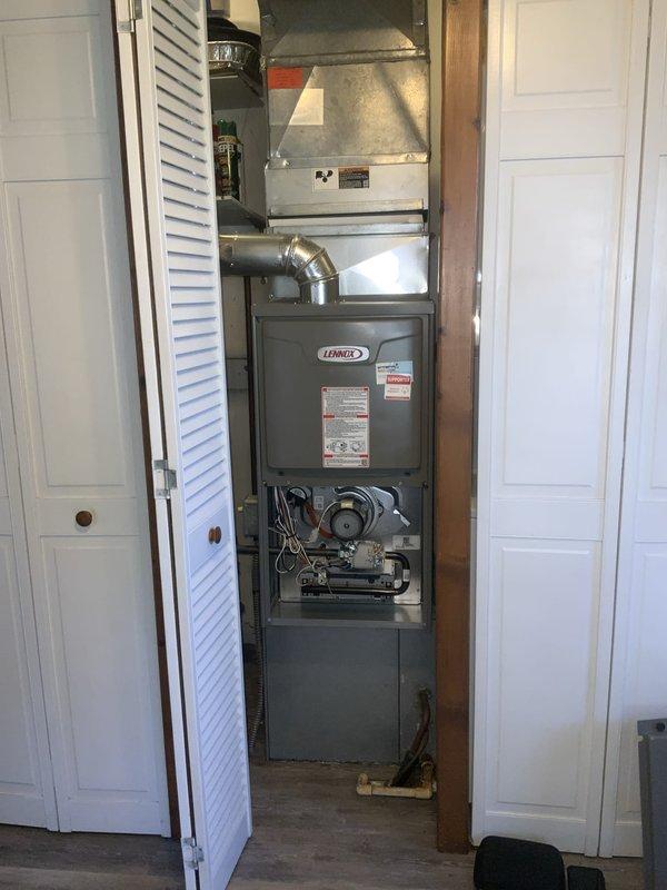Completed routine HVAC maintenance agreement visit on Lennox furnace system. Performed comprehensive inspection of air handler and supplemental items, including visual assessment of internal components, blower motor, gas valves, and control mechanisms. Removed and inspected burner assembly, which showed normal wear patterns consistent with regular operation. All components were found to be in proper working condition with no visible damage, rust, or unusual deterioration noted. System operating within manufacturer specifications.