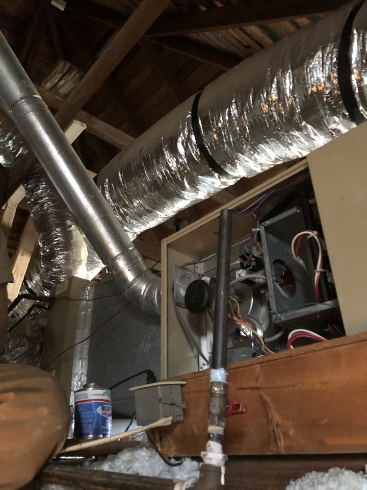 Adding new thermostat cleaning up duct  work and changing out gas flex in Van Alstyne Texas 