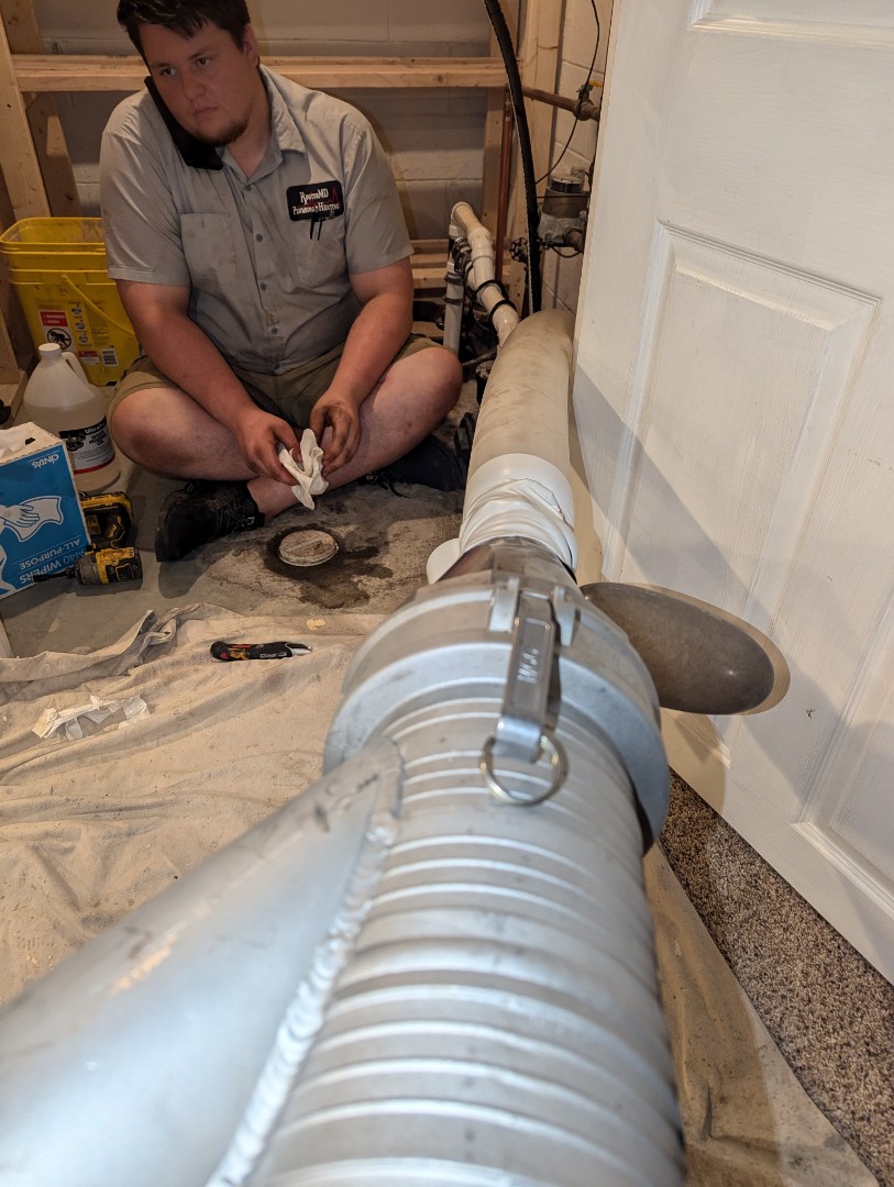 Install CIPP liner through main clean out in basement.