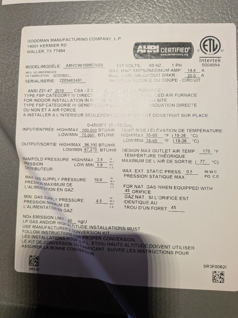 routine gas forced air and ac service 