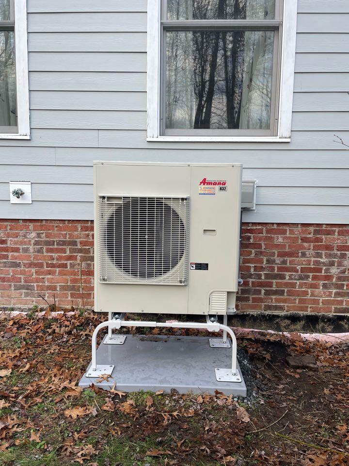 Installation of an Amana, Heating and Cooling, S-Sseries inverter heat pump system. 