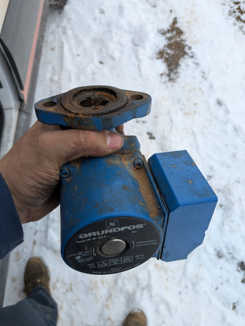 Heating service- Circulation pump replacement for gas hot water boiler radiant floor system.