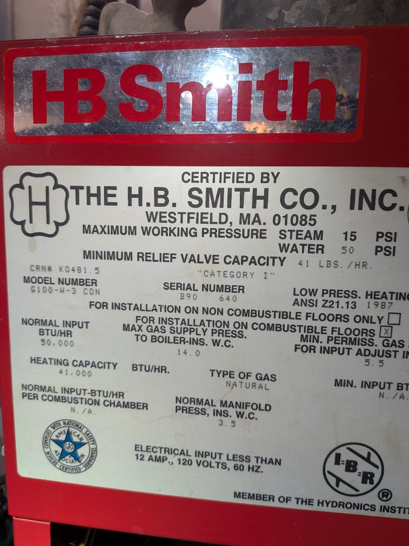 Heating service- no heat call on gas H.B. Smith boiler.