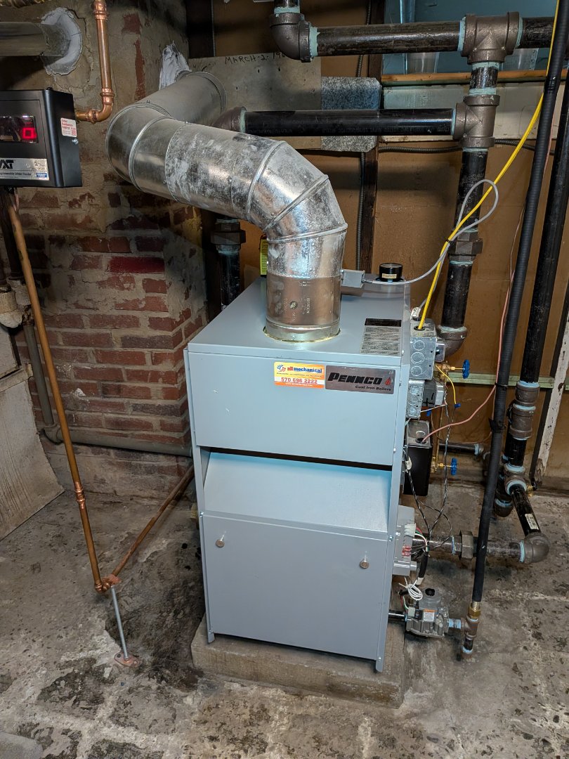 Heating service- Routine maintenance on Pennco gas boiler 