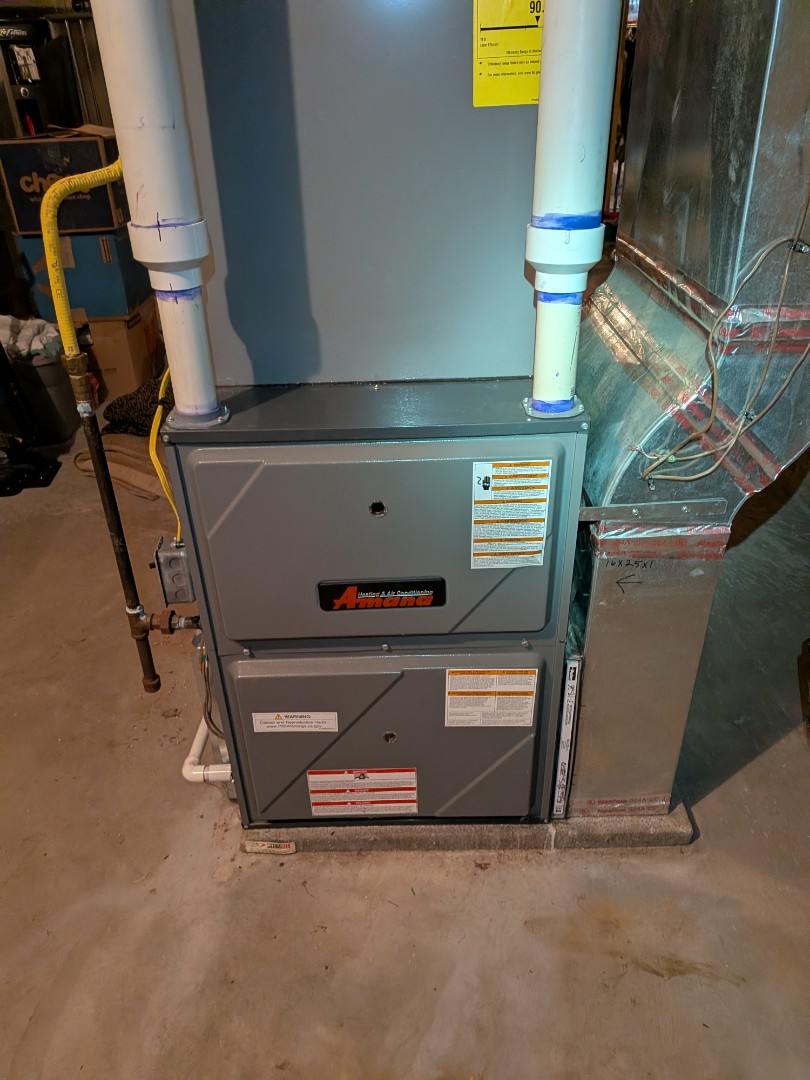 Heating service- Routine maintenance on Rinnai tankless water heater and Amana furnace.