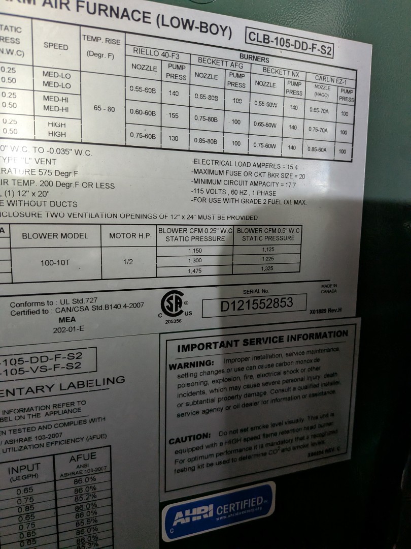 Heating service- no heat call on oil furnace. 