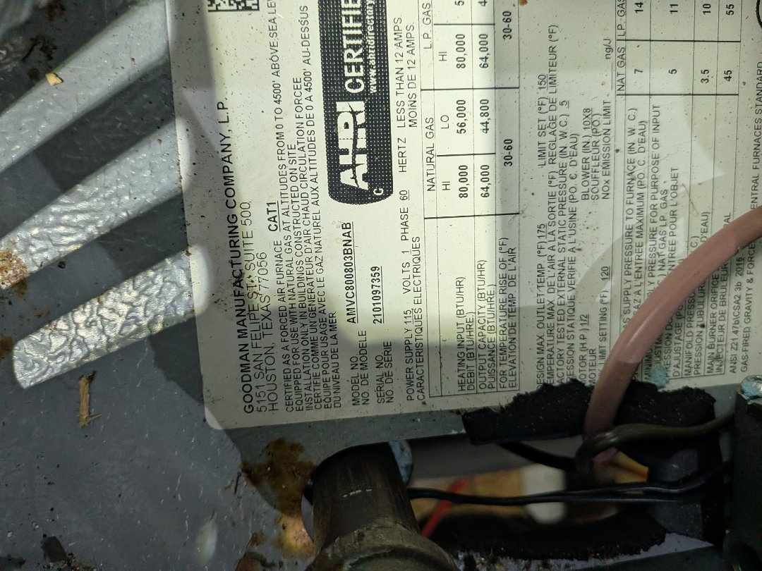 yearly maintenance service on Amana furnace and AC system.