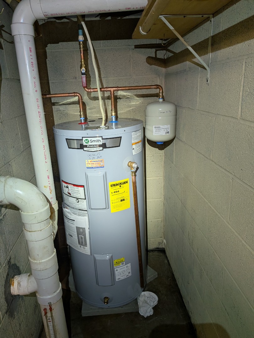 Water heater replacement with AO Smith water heater. 