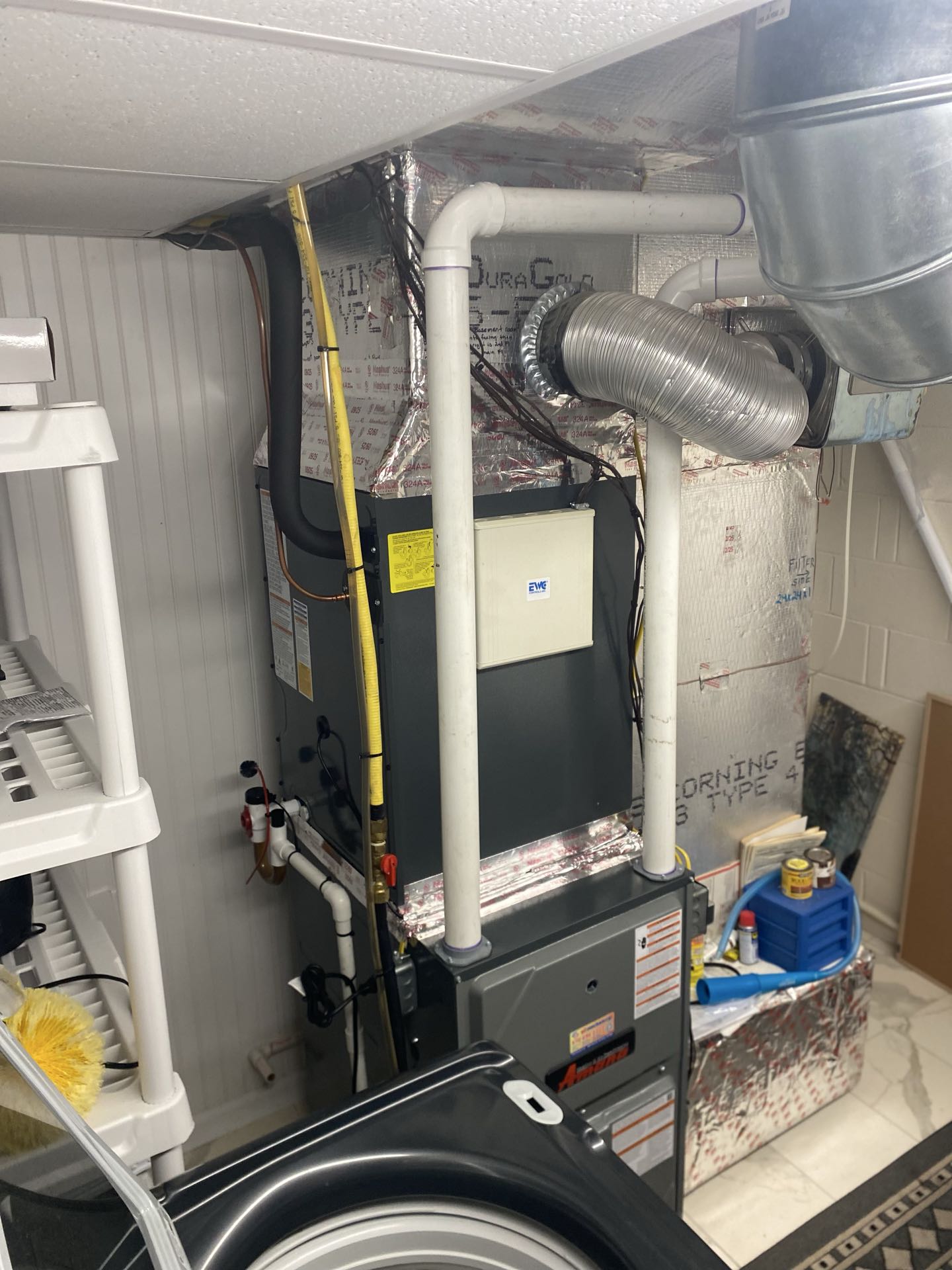 Amana gas fired forced hot air furnace and A/C installation 