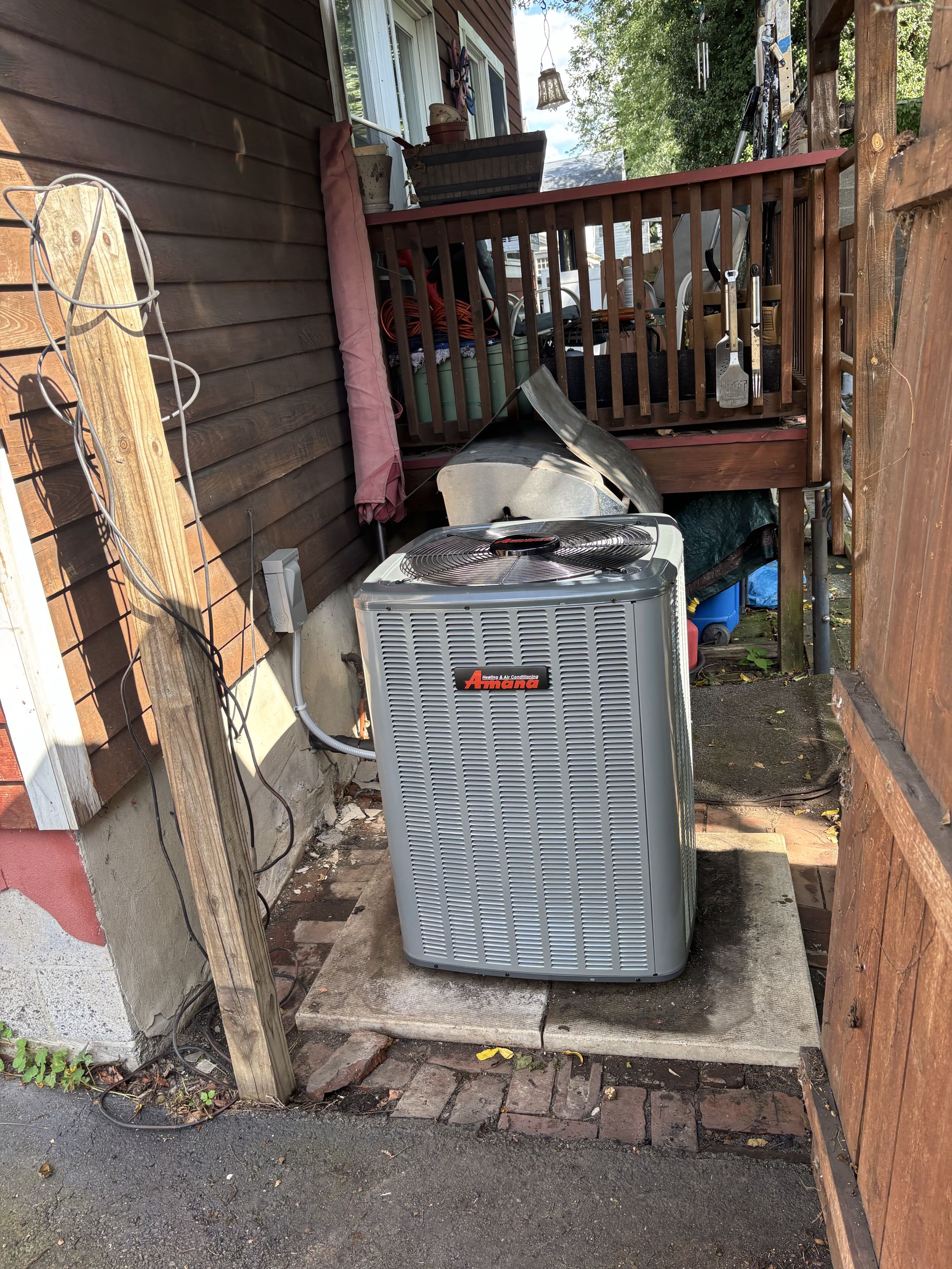 Amana heating and cooling indoor coil and outdoor condenser replacement. 