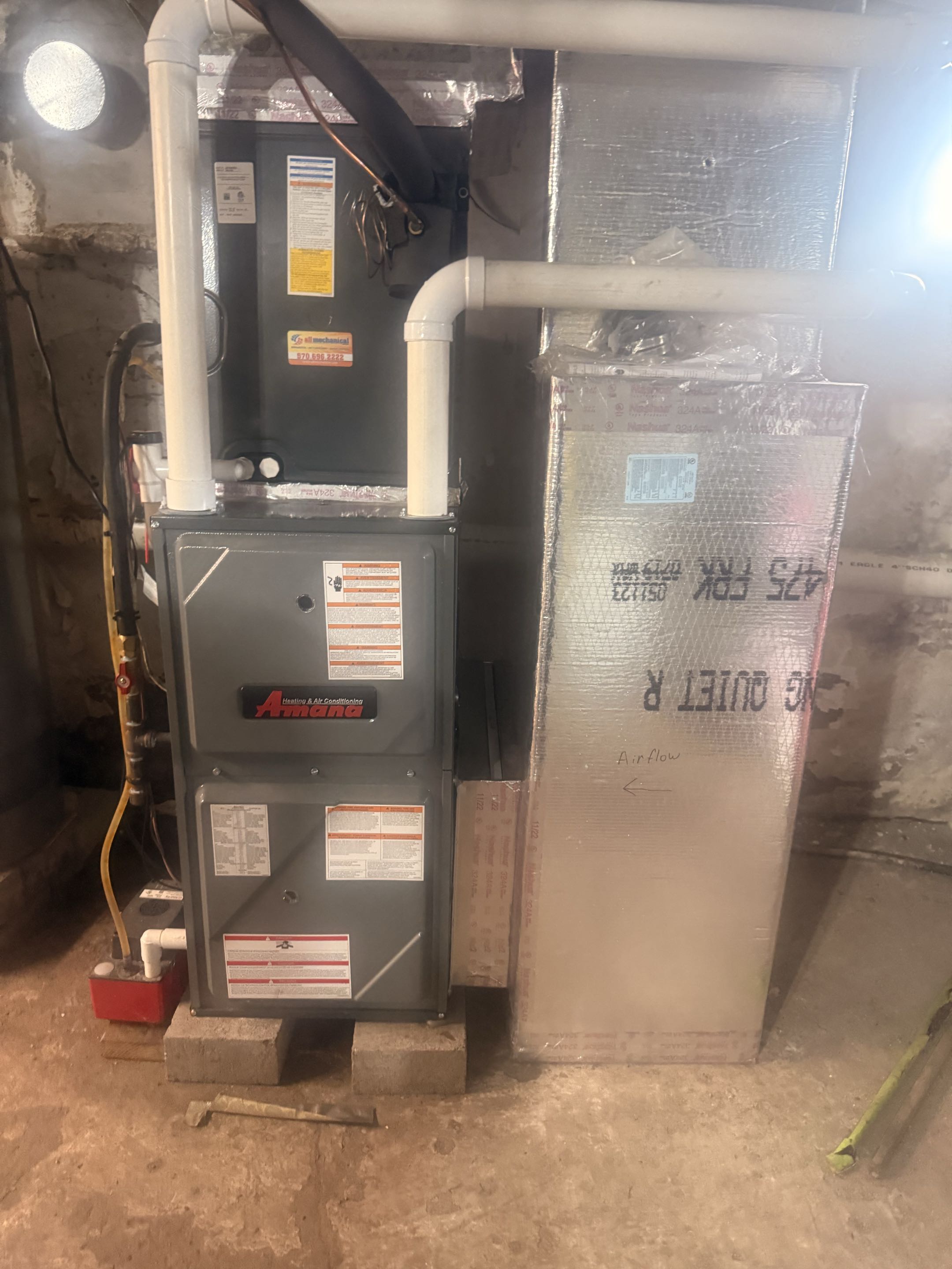 Routine maintenance on Amana gas furnace and AC system