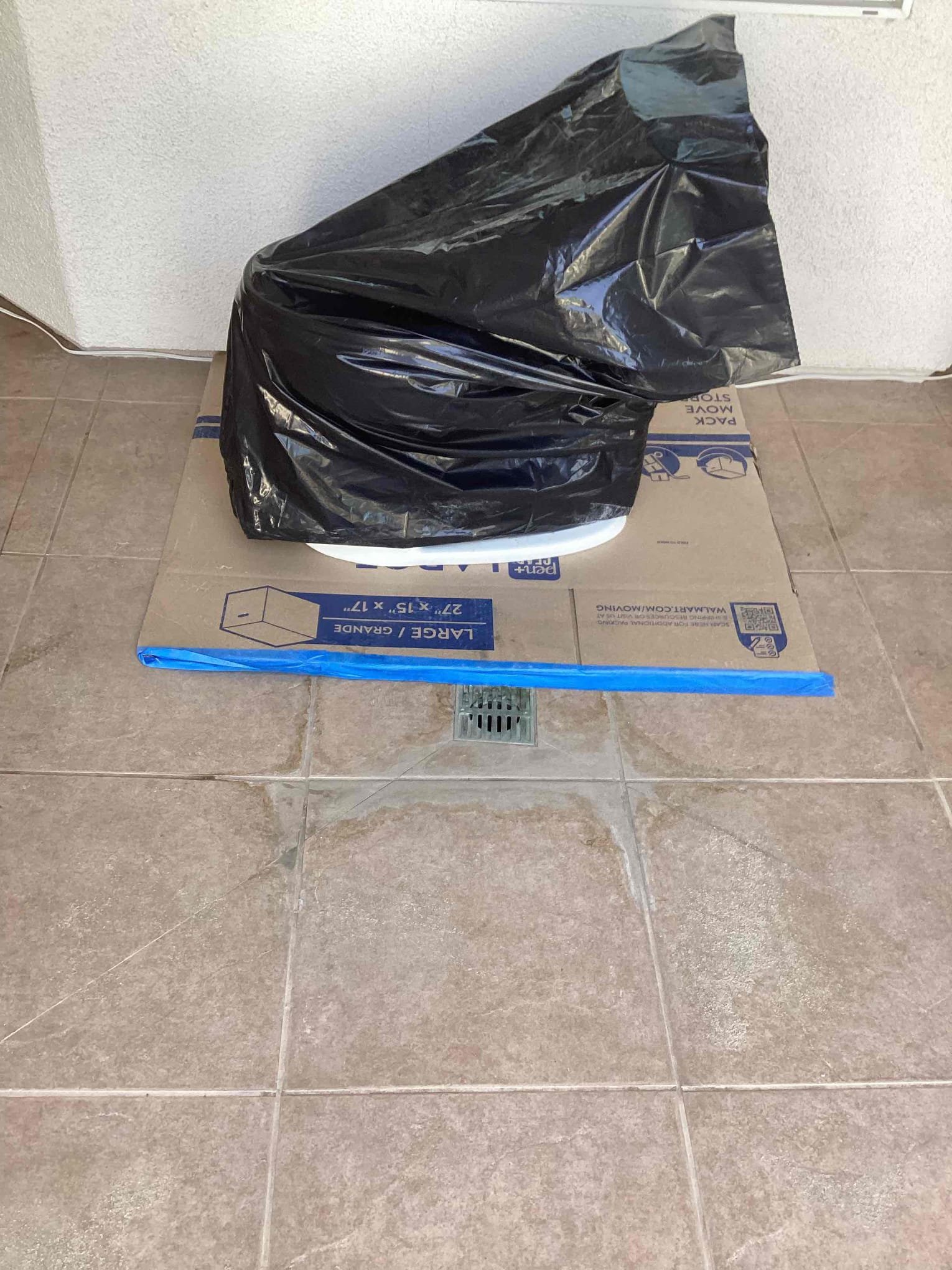 Remove a toilet and leave it outside at the back of the house 