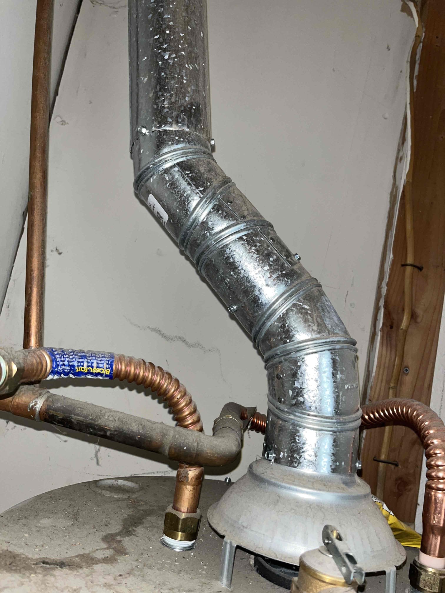 Customer wishes to have estimate for the following 
-repairing leaking connection between pvc and galvanized in front of the home 
- repairing leaking kitchen drain and damaged cabinet base 
- repairing leaking shower head 
- properly securing water heater venting with screws 