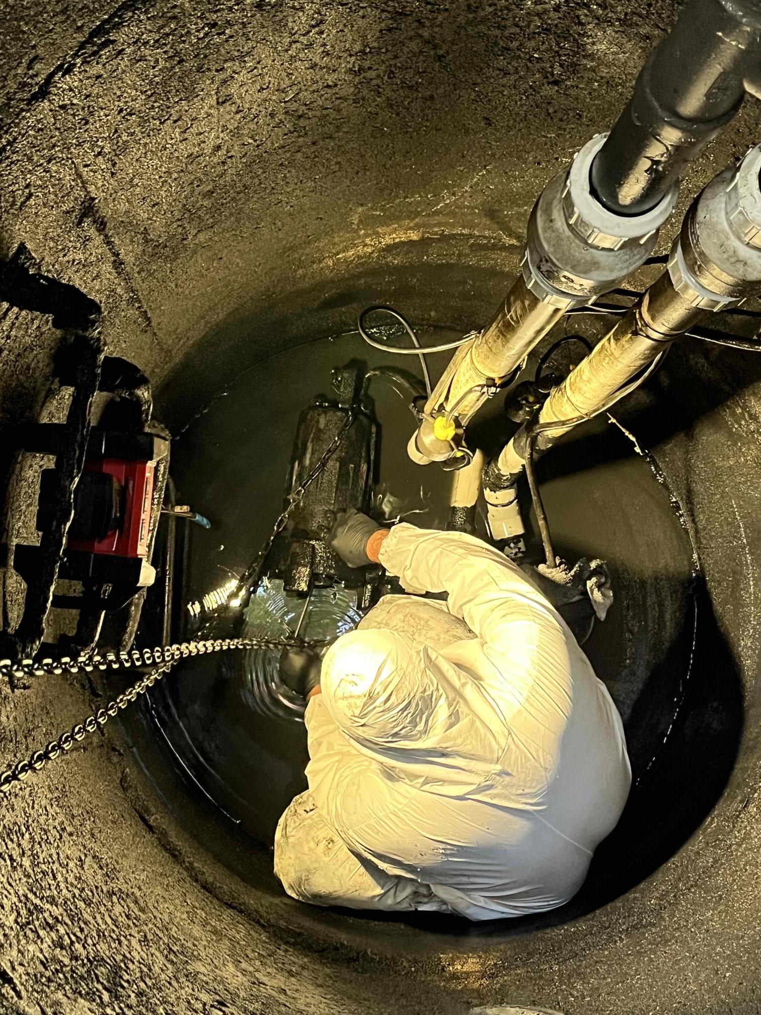 Performed hydrojetting to clear debris in line and followed up with camera inspection. Exisiring sewer main appeared to be 6” SDR piping which was in good  shape and didn’t see any issues. After further inspection we found that customer had a sewage pump station in planter bed near street. The two pumps for this system were not working properly. One pump would not turn on and the other  kept “tripping” and shutting off. This can be a cause of several things such as, electrical issues, pump beginning to fail of debris clogging the pump filter and leading it to over heat and shut off. Explained to customer that they will continue to have sewage issues until both of these pumps get addressed. Recommended pumping out all water and sewage out of tank and replacing pumps a swell as cleaning put inside of tank 

Performed work as outlined in invoice. Once sewage pit was completely drained we cleaned out debris in pit and flushed out both pumps. After performing inspection on pumps and diagnos