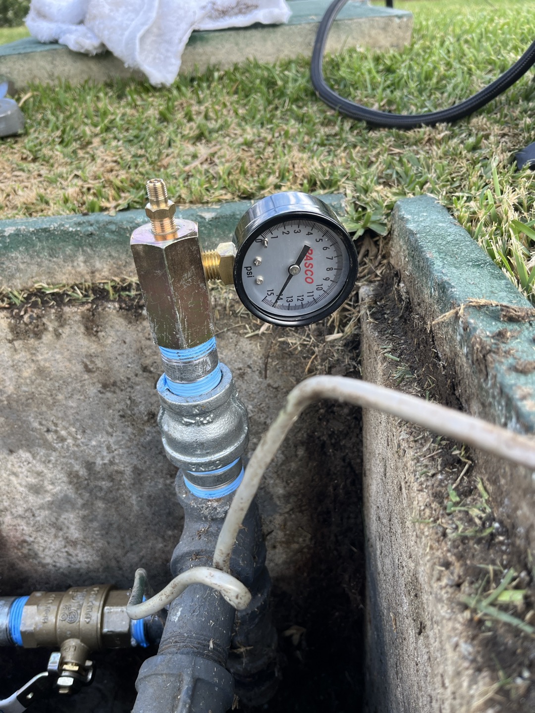 Customer had a 1.5” gas nipple that was leaking where it threaded into 1.5” ball valve in meter box. Removed section of pipe and plumbed in new shut off valve and nipples as needed. Noticed that existing gas lines where beginning to show signs of corrosion and explained to Cutsomer that eventually the rest of the system will have to get replaced 