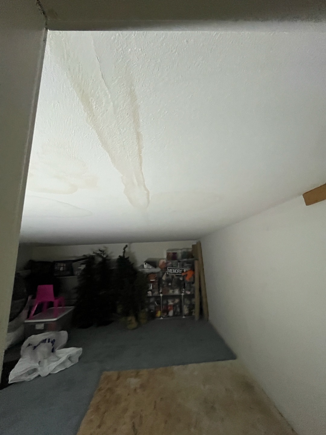 Customer has water damage to entryway drywall as well as to storage closet upstairs. Recommend performing proper water mitigation to avoid further damage and mold growth.  Customer has water damage to entryway drywall as well as to storage closet upstairs. Recommend performing proper water mitigation to avoid further damage and mold growth.