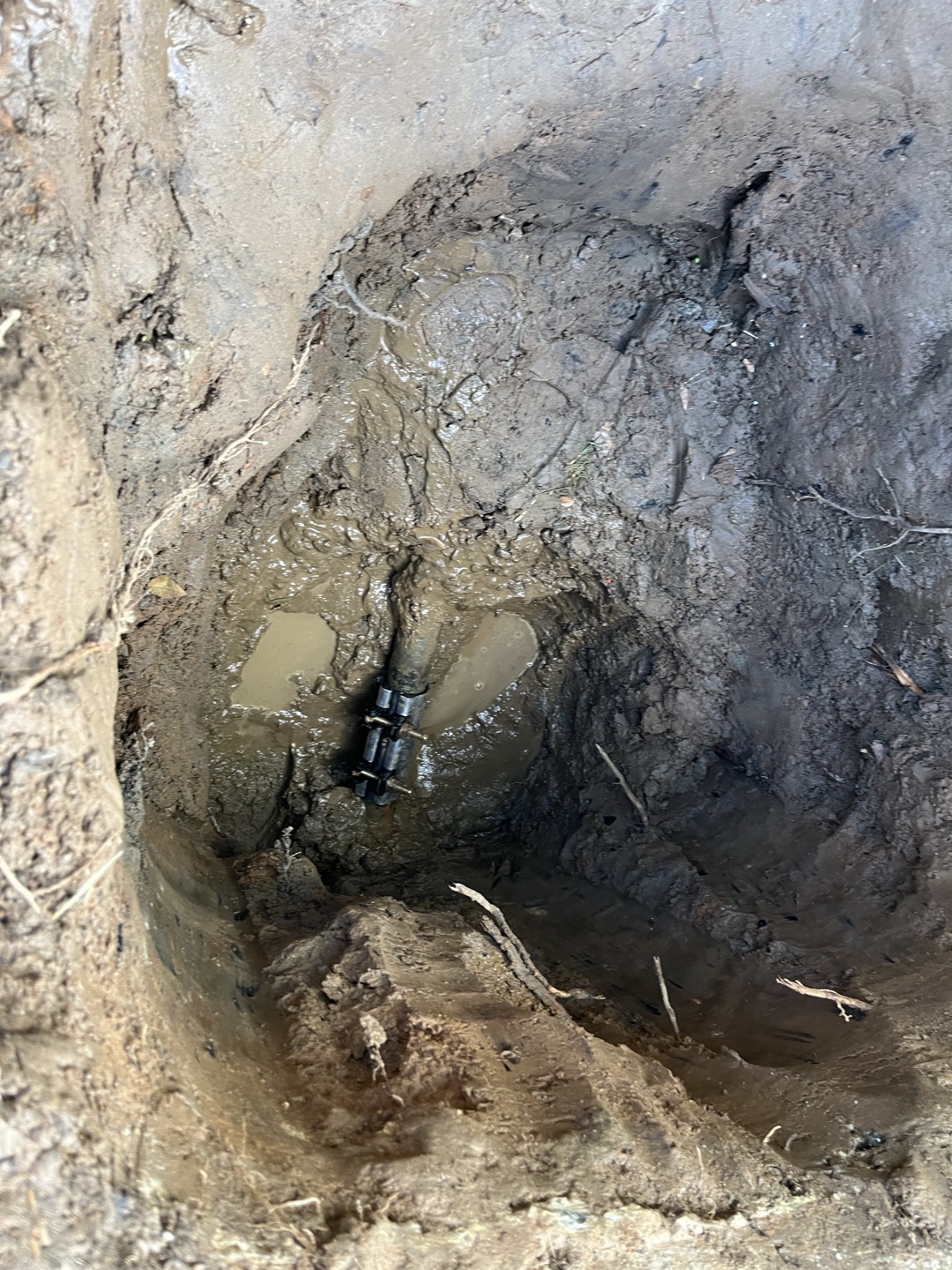 After digging up and exposing leak we found customer had a 1.5” galvanized water line that was leaking under the concrete. Performed repair and turned water back and didn’t see any further leaks. Existing galvanized water line was in very poor condition and will need to be replaced eventually  After digging up and exposing leak we found customer had a 1.5” galvanized water line that was leaking under the concrete. Performed repair and turned water back and didn’t see any further leaks. Existing galvanized water line was in very poor condition and will need to be replaced eventually