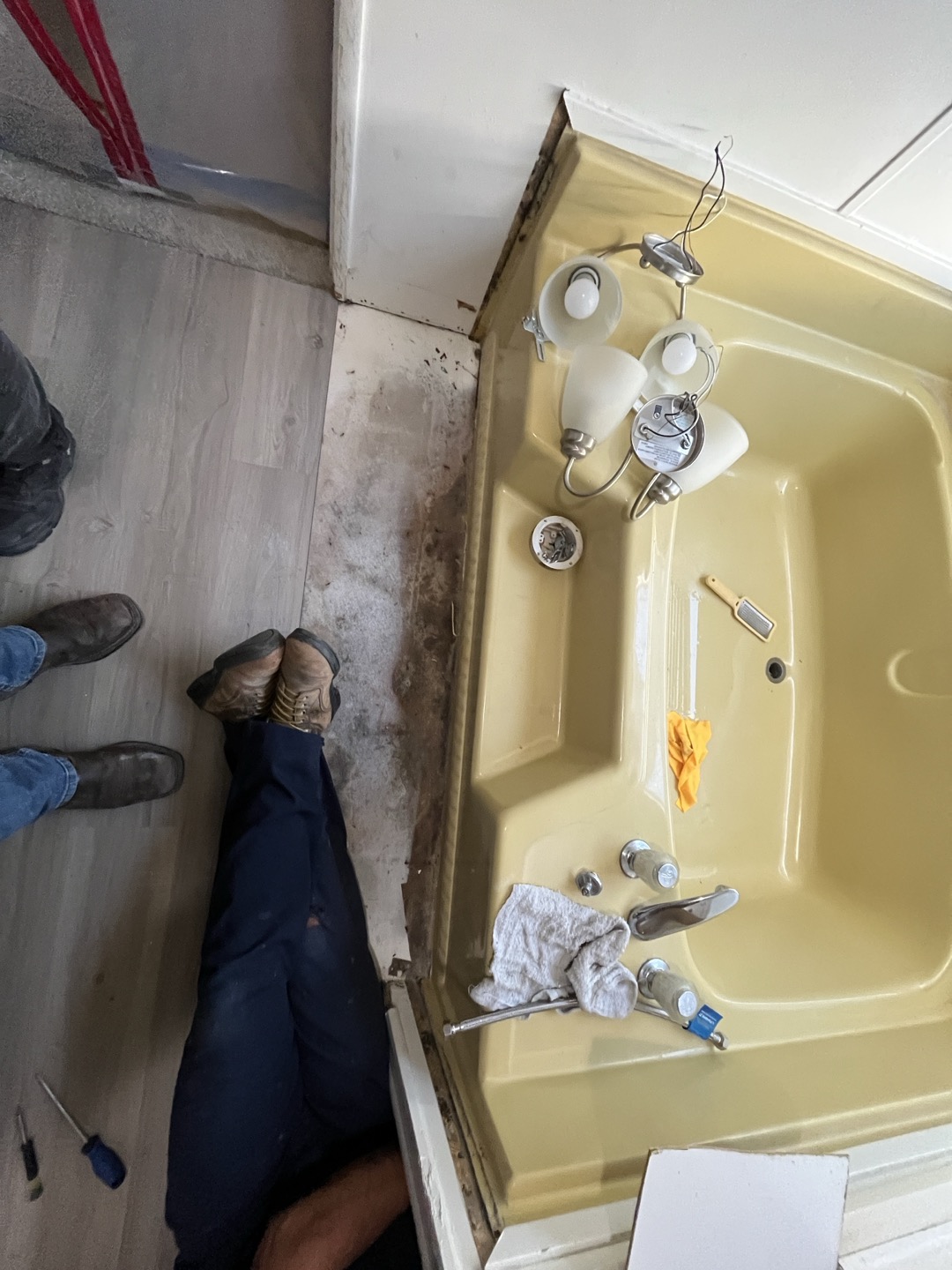 Customer wishes to have estimate for mold remediation in matser bathroom 

Performed mold remediation to matser bathroom. Demoed wall and ceiling above bathroom vanity and found mold on walls and plywood under roof. Also found mold to subfloor by bathtub. Removed flooring as needed and did a complete fogging and treatment to master bathroom. Explained if customer still experiences affects of mold the next steps would be to remove the rest of the flooring, walls and bathtub and perform further mitigation. 

We also completed a full house disinfecting 