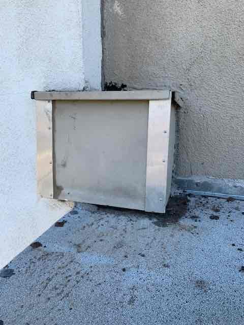 Customer had a lot of dirt and debris built up in catch basin for drains. I cleaned out all the dirt. I was not able to find where the water was leaking into the ceiling at. Recommended having out roofing specialist come out and have a look at the roof to see where the water was entering from. 