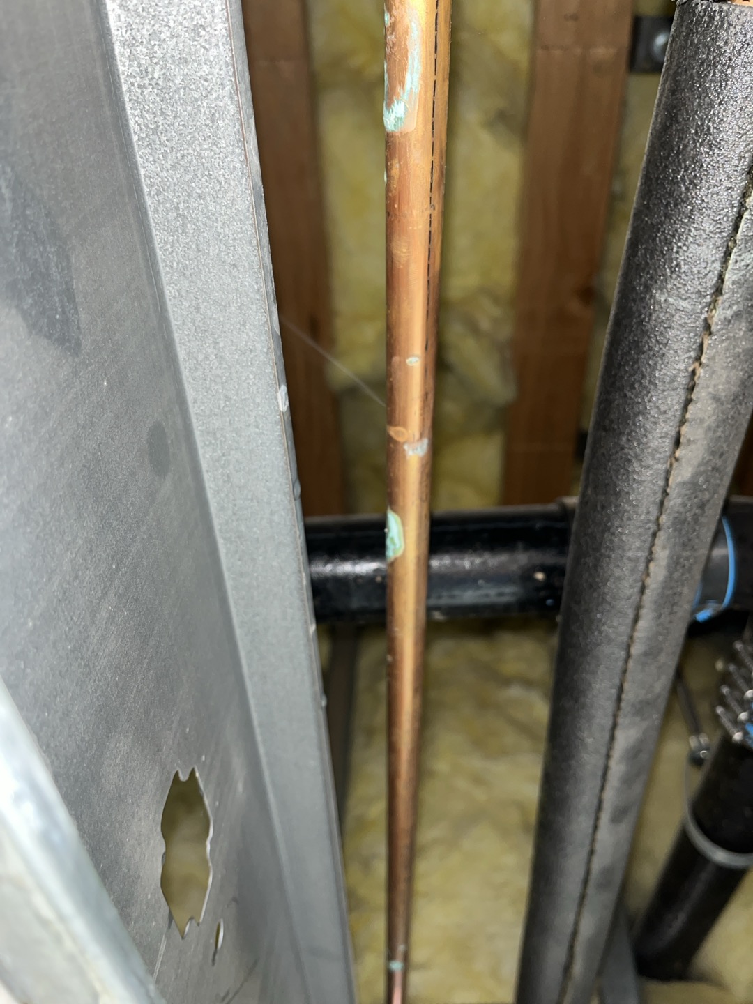 Customer had a pin hole leak on half inch copper in men’s bathroom. Explained they’d continue to have leaks until repipe is performed due to the condition of pipe. 