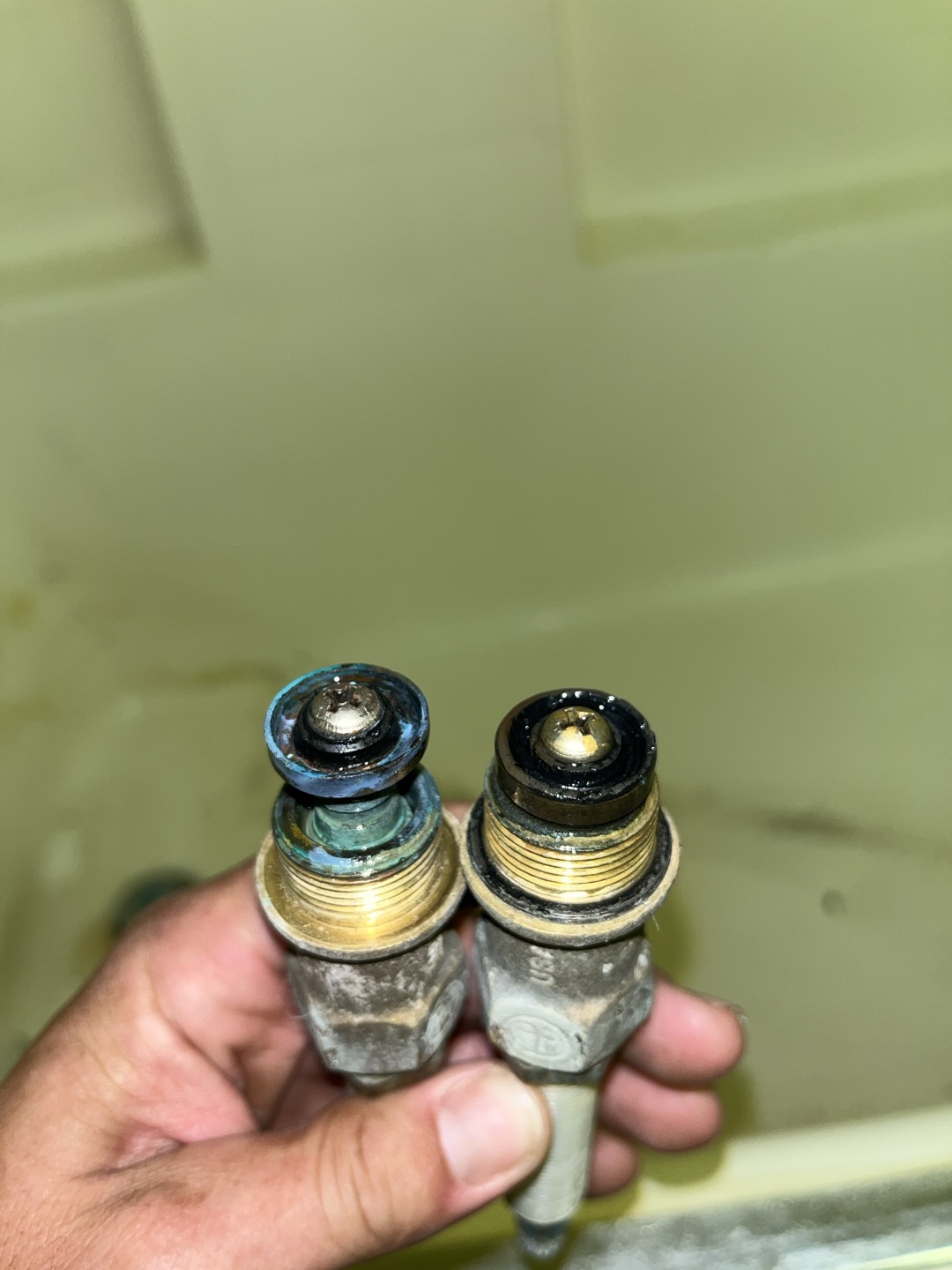 Customers shower was not turning off all the way. Replaced stems and seats. Turned water back on an everything was working properly. There was a decent amount of corrosion occurring on valve. Attempted to clean as best as possible. If customer continues to have issues recommend replacement of entire valve 