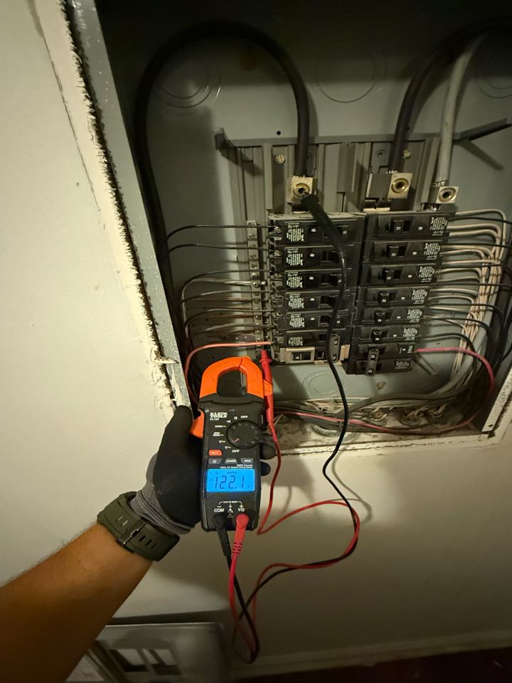 Electrical diagnostic and troubleshooting in Knightdale NC, customer called regarding an uncommon reading in one of their electrical phases from their home monitor system. We did all proper investigation & we found out a buzzing noise from the interior sub panel whenever we increased the load in the home. We also found out a lot of rust in the outside electrical box where rusty panels can increase the chance of a fire hazard. A proposal was provided for the repairs and electrical fuse box upgrade Electrical diagnostic and troubleshooting in Knightdale NC, customer called regarding an uncommon reading in one of their electrical phases from their home monitor system. We did all proper investigation & we found out a buzzing noise from the interior sub panel whenever we increased the load in the home. We also found out a lot of rust in the outside electrical box where rusty panels can increase the chance of a fire hazard. A proposal was provided for the repairs and electrical fuse box upgrade