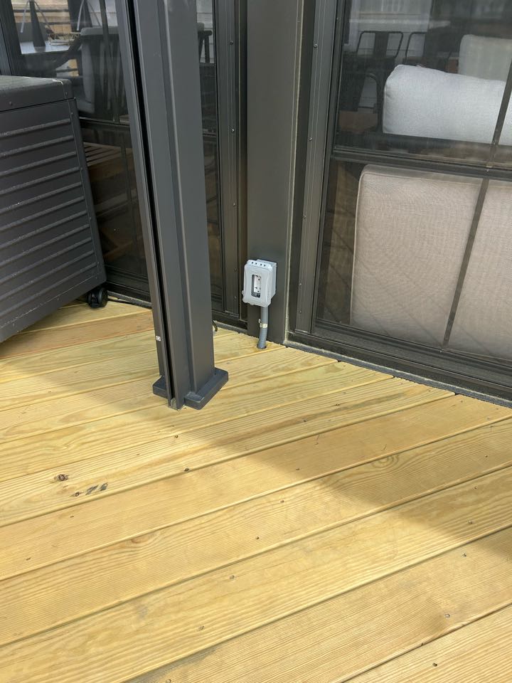 Customer contacted Royal Electric to their residence in Willow Springs, NC, specifically requesting the installation of two new outlets on their recently constructed back porch. During the initial consultation, the customer emphasized the need for a dedicated circuit to ensure reliable and safe power distribution for their intended use. In addition to the dedicated outlet, they also requested the installation of a second receptacle branching from the same circuit to provide added convenience and accessibility.
Upon completion, all installations were tested to verify proper operation and safety. The work area was cleaned, and the customer was given a walkthrough of the completed installation. The customer expressed a high level of satisfaction with both the quality of the workmanship and the professionalism of our team, and was very pleased with the final results. Customer contacted Royal Electric to their residence in Willow Springs, NC, specifically requesting the installation of two new outlets on their recently constructed back porch. During the initial consultation, the customer emphasized the need for a dedicated circuit to ensure reliable and safe power distribution for their intended use. In addition to the dedicated outlet, they also requested the installation of a second receptacle branching from the same circuit to provide added convenience and accessibility.
Upon completion, all installations were tested to verify proper operation and safety. The work area was cleaned, and the customer was given a walkthrough of the completed installation. The customer expressed a high level of satisfaction with both the quality of the workmanship and the professionalism of our team, and was very pleased with the final results.