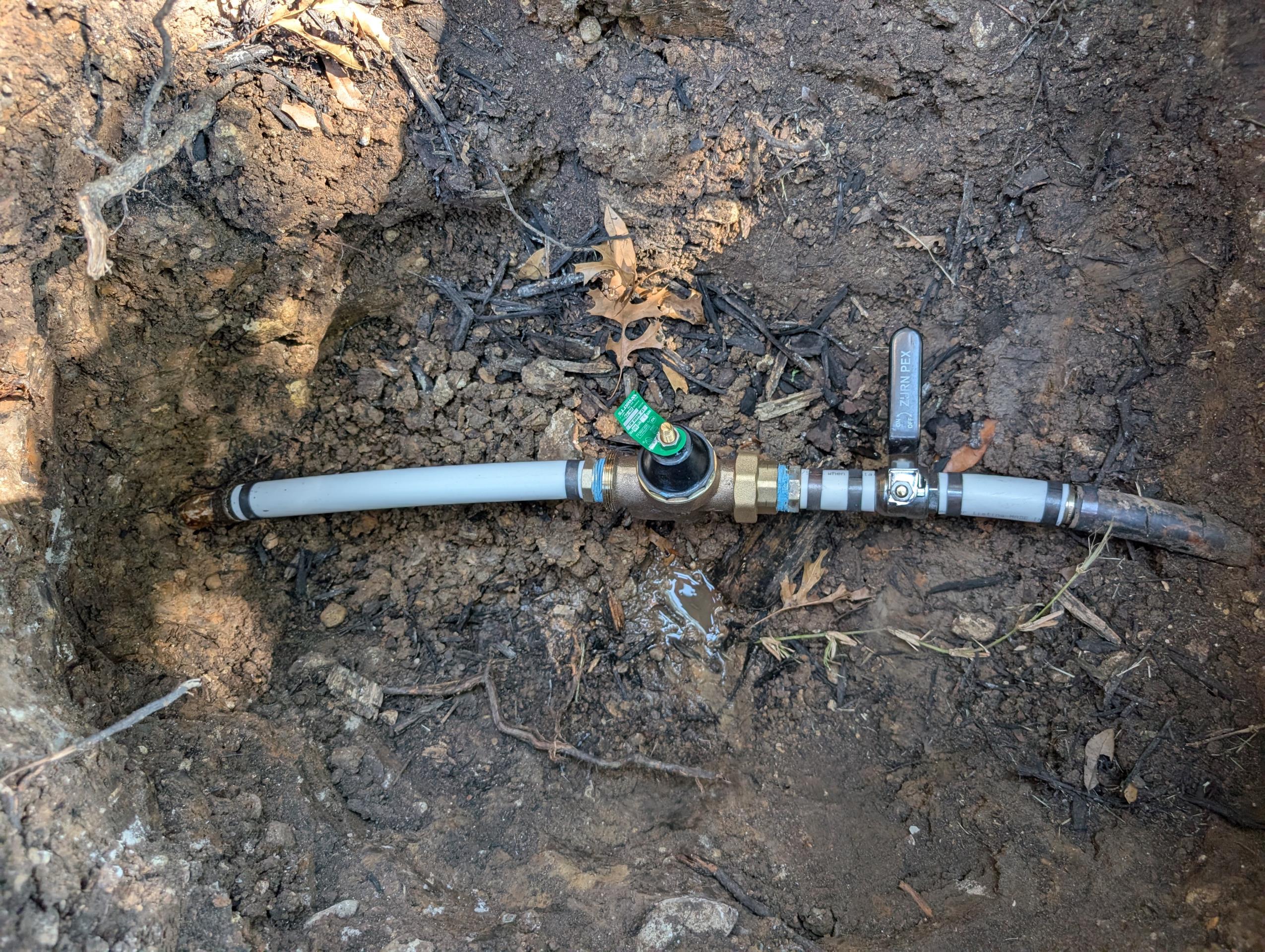 - Excavate whole home shutoff box.

- Replace shutoff valve and prv due to age and condition, install all new fittings and piping in hole.

- Replace water heater expansion tank ( 2gal )
 - also fix t&p code issues free ( $400 value )

- Test work and check for leaks / backfill ( install new valve box and pea gravel )

** 5yr warranty on work ** permit and inspection included ** vip plan 1yr

We will be removing the old water heater shut off and installing new for free on the other side of expansion tank as you cannot shut off water to expansion tank also will be dropping TMP pan due to TMP discharge line being completely three-quarter pex.