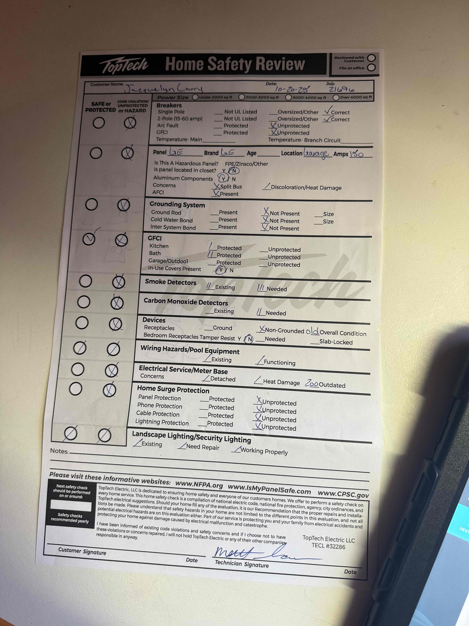 Customer had a bad plug in the kitchen controlled from a GFCI that was going in and out and not working properly. Gave prices and left options for customer. Quote is good for 30 days.