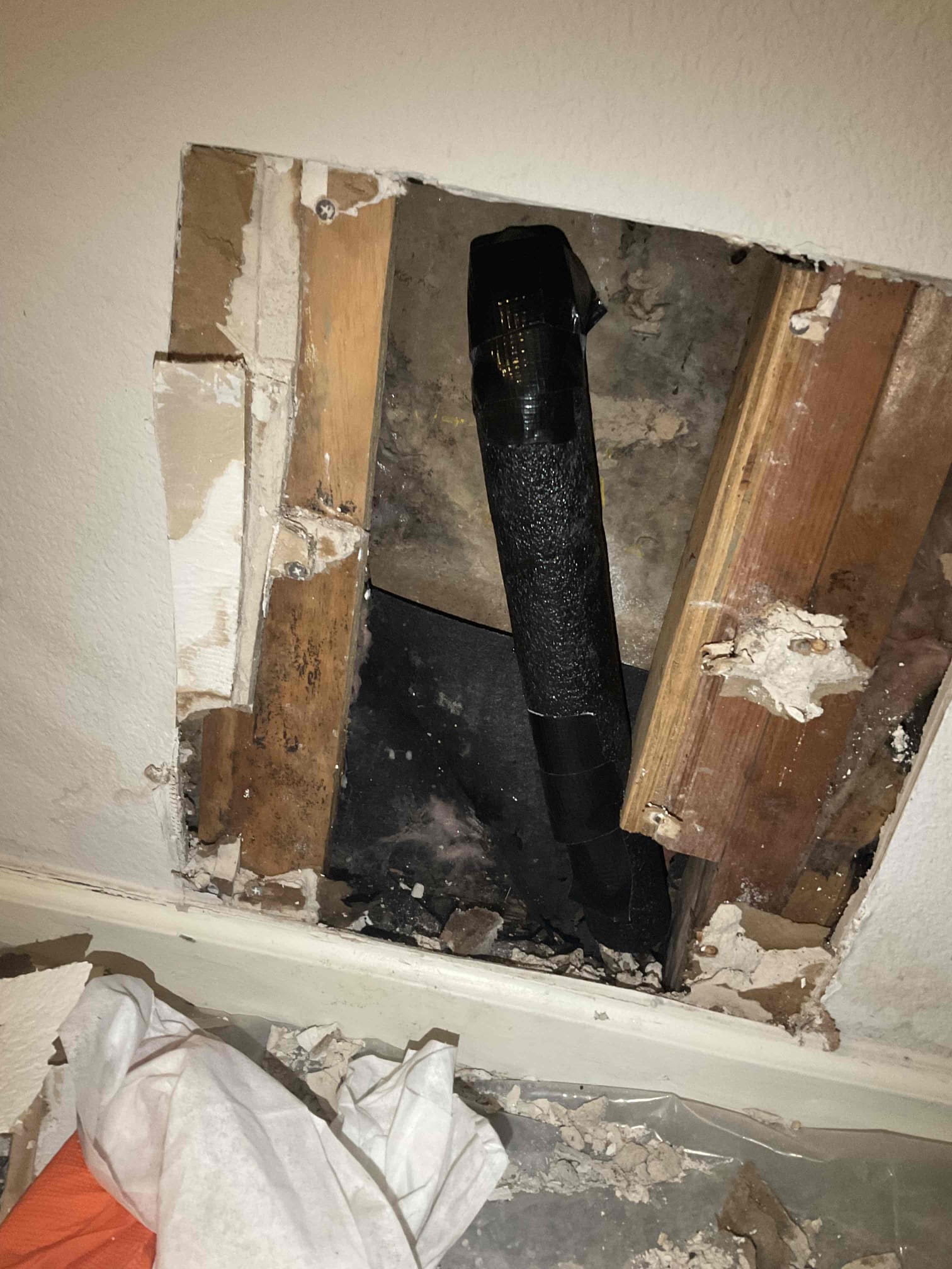 Cut hole in main bedroom wall on the interior of the hose faucet due to very moist wall indicating a leak.

** not liable for Sheetrock damage or repair **

** once issue is visible pricing will be given for repairs needed **
- Cut out piping for front hose bib in wall, and half way down riser coming from slab , remove old faucet.

 - install new copper and new male adapter outside of home.

 - install new silcock hose faucet ( threaded ) , includes vacuum breaker per code.

 - test work and insulate piping 

** 5yr warranty on work **