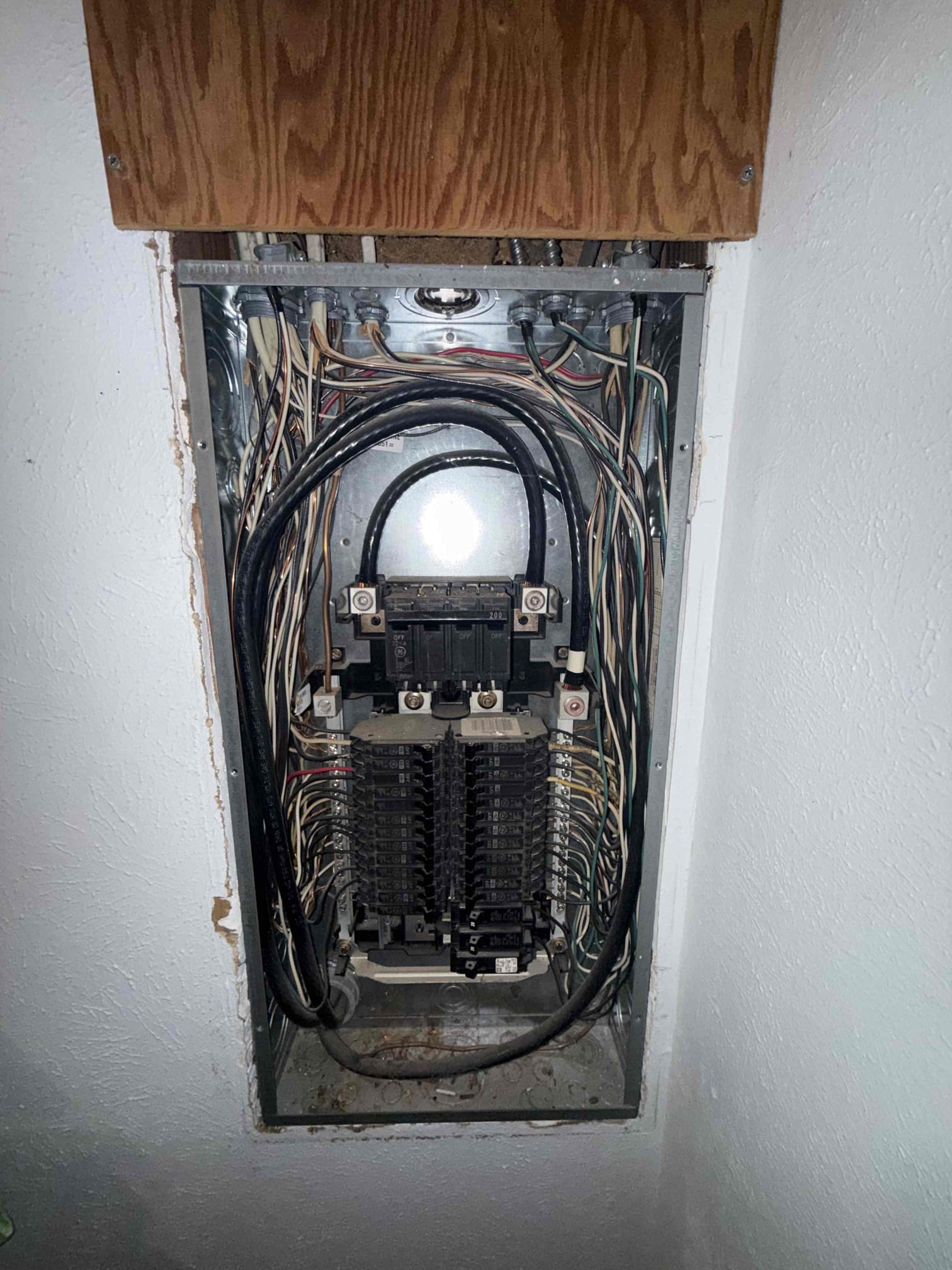 Customer needed a plug added under cooktop due to the new gas cooktop needing a plug for the igniter. Had to sleeve the wire that was going to AJ box under the cooktop and also I had to replace the breaker that was mislabeled in the panel and labeled AC unit and was on a two pole 30 amp breaker. Had to install 120 V single pole 20 amp breaker to be able to install the outlet. Had to replace junction box installed plug with new outlet tested and everything is working on our side and has 120 V on the outlet. Found other concerns with the electrical panel having heat damage and explained to customer and will return to talk to son about situation with the heat damage and other items. Five year warranty on the plug and the breaker that I installed. Customer needed a plug added under cooktop due to the new gas cooktop needing a plug for the igniter. Had to sleeve the wire that was going to AJ box under the cooktop and also I had to replace the breaker that was mislabeled in the panel and labeled AC unit and was on a two pole 30 amp breaker. Had to install 120 V single pole 20 amp breaker to be able to install the outlet. Had to replace junction box installed plug with new outlet tested and everything is working on our side and has 120 V on the outlet. Found other concerns with the electrical panel having heat damage and explained to customer and will return to talk to son about situation with the heat damage and other items. Five year warranty on the plug and the breaker that I installed.