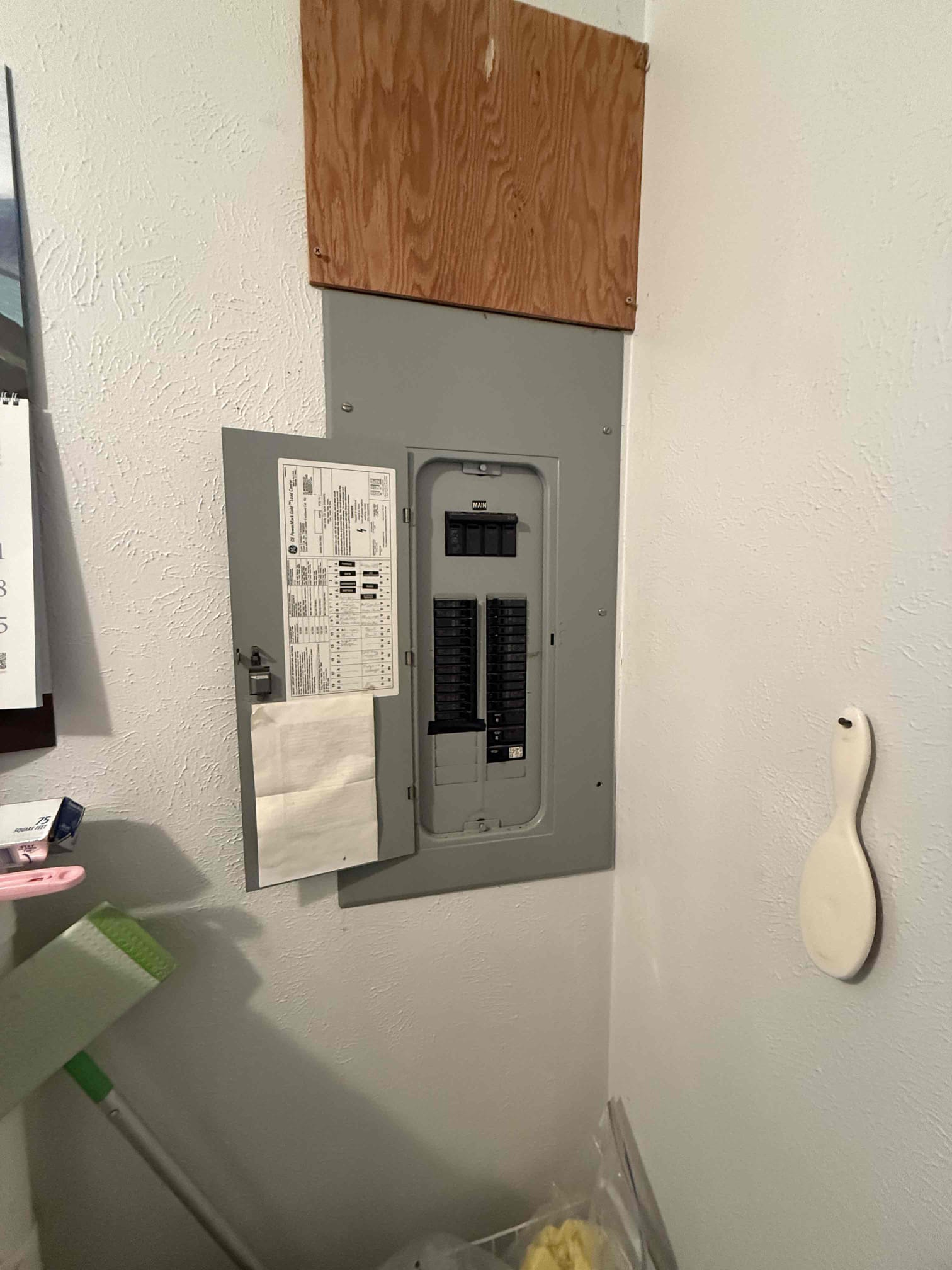 Customer needed a plug added under cooktop due to the new gas cooktop needing a plug for the igniter. Had to sleeve the wire that was going to AJ box under the cooktop and also I had to replace the breaker that was mislabeled in the panel and labeled AC unit and was on a two pole 30 amp breaker. Had to install 120 V single pole 20 amp breaker to be able to install the outlet. Had to replace junction box installed plug with new outlet tested and everything is working on our side and has 120 V on the outlet. Found other concerns with the electrical panel having heat damage and explained to customer and will return to talk to son about situation with the heat damage and other items. Five year warranty on the plug and the breaker that I installed. Customer needed a plug added under cooktop due to the new gas cooktop needing a plug for the igniter. Had to sleeve the wire that was going to AJ box under the cooktop and also I had to replace the breaker that was mislabeled in the panel and labeled AC unit and was on a two pole 30 amp breaker. Had to install 120 V single pole 20 amp breaker to be able to install the outlet. Had to replace junction box installed plug with new outlet tested and everything is working on our side and has 120 V on the outlet. Found other concerns with the electrical panel having heat damage and explained to customer and will return to talk to son about situation with the heat damage and other items. Five year warranty on the plug and the breaker that I installed.